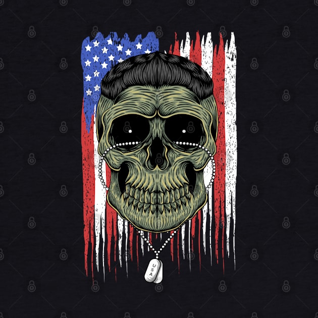 Veteran Skull United States Flag by jonathanptk